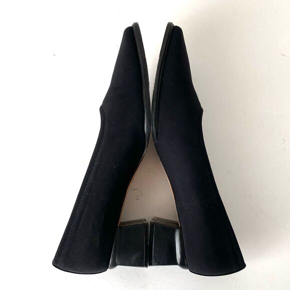 Stuart Weitzman Black Stretch Fabric Pumps Block Heel Sz 8 Office Core Party - Picture 4 of 9